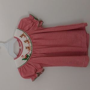 6M Petit bebe Santa and Reindeer Dress
